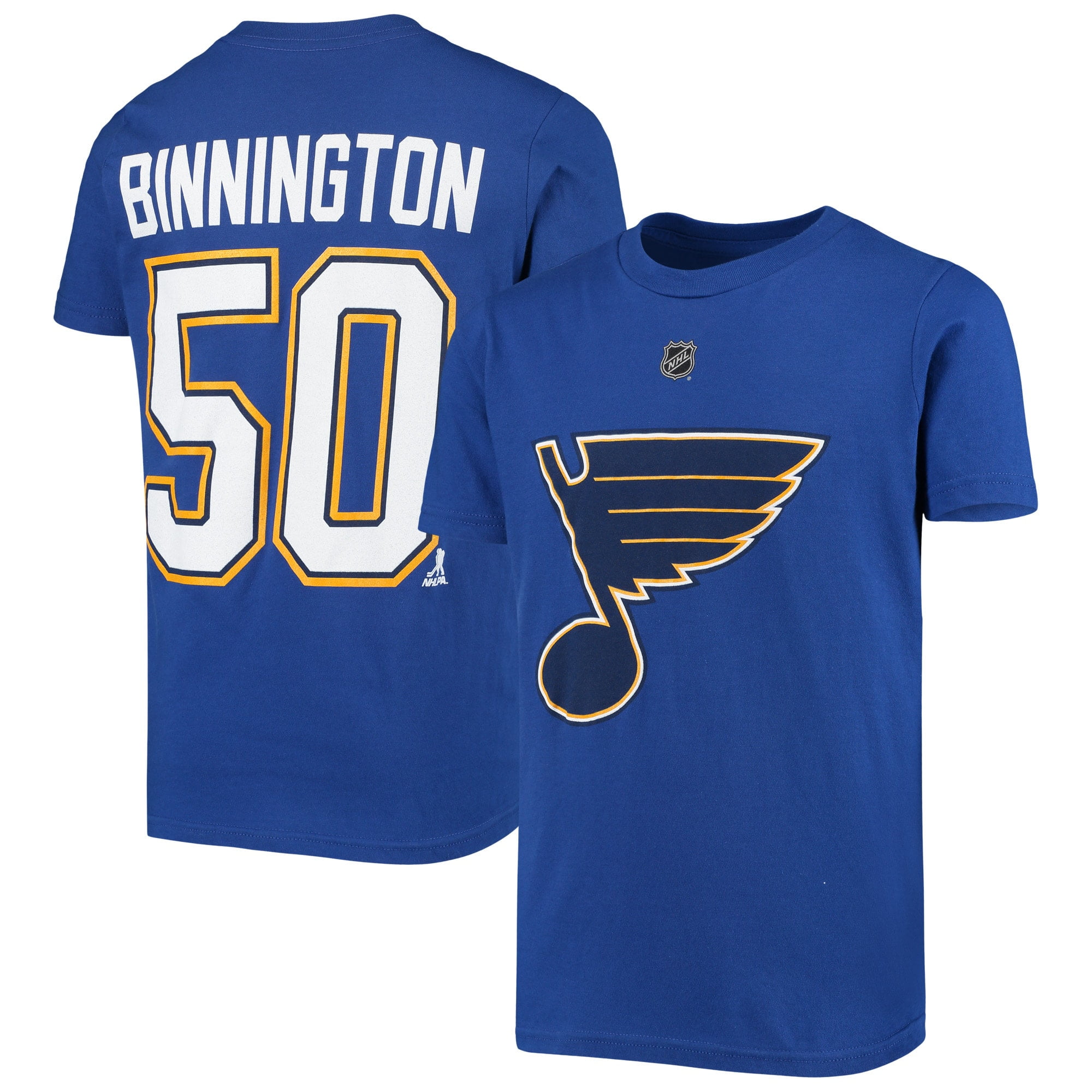 Youth Jordan Binnington Royal St. Louis Blues Player Name & Number T