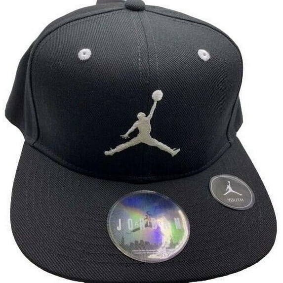 Youth Jordan Black & White Jumpman Snapback Hat Size 8-20