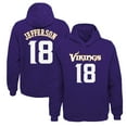 thumbnail image 1 of Youth Justin Jefferson Purple Minnesota Vikings Mainliner Player Name & Number Pullover Hoodie, 1 of 3