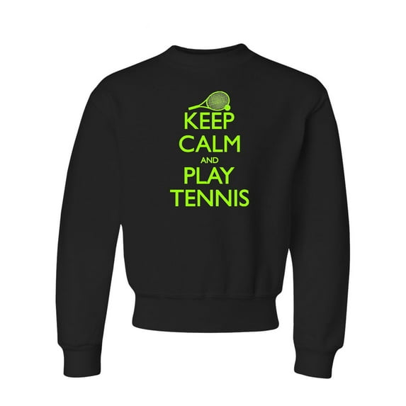 Youth Keep Calm And Play Tennis Crewneck Sweatshirt