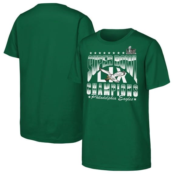 Youth Kelly Green Philadelphia Eagles Super Bowl LIX Champions Retro Arch T-Shirt