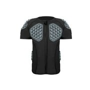 Youth Kid's Padded Compression Shirt Rib Chest Protector Pad Shirt Paintball Football Training Sports Protective Gear (All Black,YM)