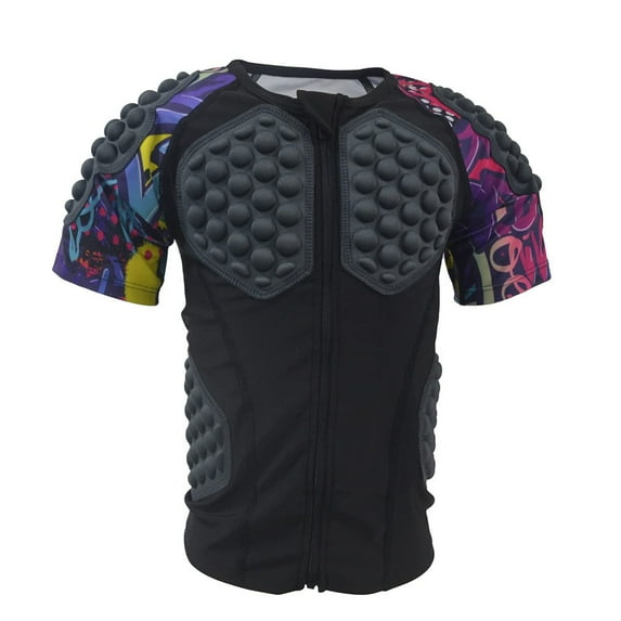 Youth Kid's Padded Compression Shirt Rib Chest Protector Pad Shirt Paintball Football Training Sports Protective Gear (Black Pink,YM)