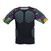 Youth Kid's Padded Compression Shirt Rib Chest Protector Pad Shirt Paintball Football Training Sports Protective Gear (Black Yellow,YM)