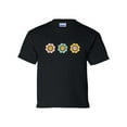 thumbnail image 1 of Youth Kids Flower Happy Faces Smile Short Sleeve T-shirt Graphic Tee-Black-medium, 1 of 4