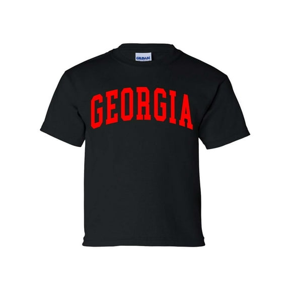 Youth Kids Georgia Football Georgia Varsity Short Sleeve T-shirt Graphic Tee-Black-large