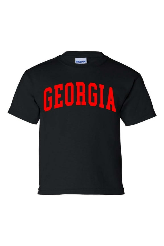 Youth Kids Georgia Football Georgia Varsity Short Sleeve T-shirt Graphic Tee-Black-small