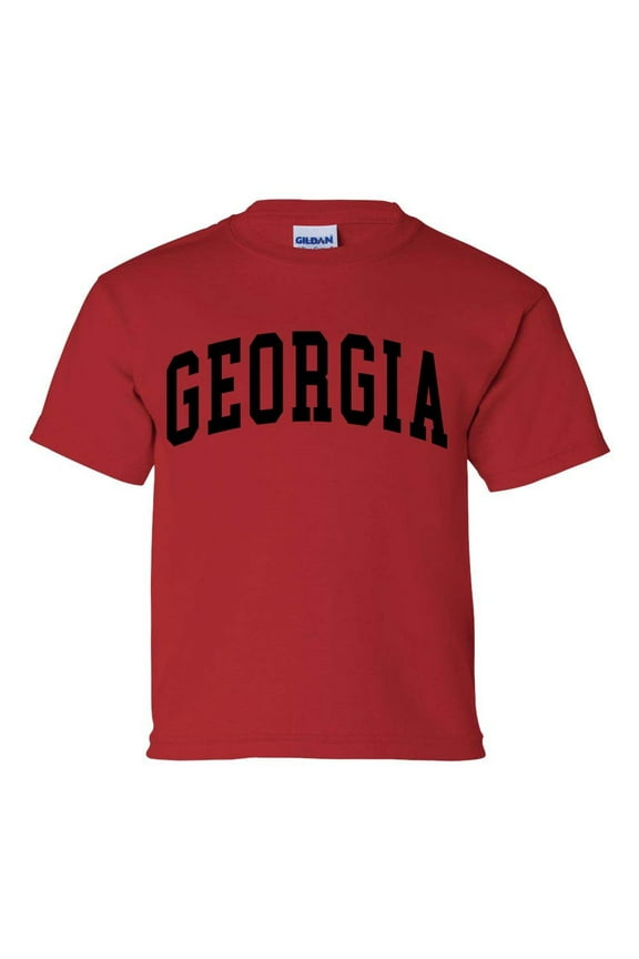 Youth Kids Georgia Football Georgia Varsity Short Sleeve T-shirt Graphic Tee-Red-xl