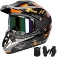 thumbnail image 1 of Youth Kids Motocross Helmet Motorcycle Dirt Bike Off-Road Mountain Bike BMX MX ATV Helmet with(Gloves Goggles Mask) 4Pcs Set - DOT Approved(Blue,S), 1 of 13