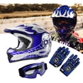 thumbnail image 1 of Youth Kids Motocross Offroad Street Dirt Bike Helmet W/Goggles Gloves ATV Mx Skull Helmet, 1 of 12
