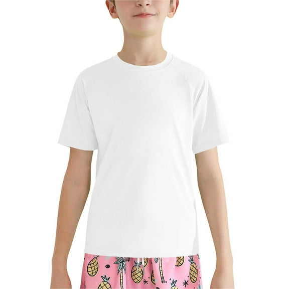 Youth Kids Rash Guard Shirts UP𝐅 50  Rash Short Sleeve Dry Fit Athletic Shirts T Shirt Running Workout Gym Swim Active Tee