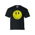 thumbnail image 1 of Youth Kids Retro Distressed Happy Face Smile Short Sleeve T-shirt Graphic Tee-Black-large, 1 of 4
