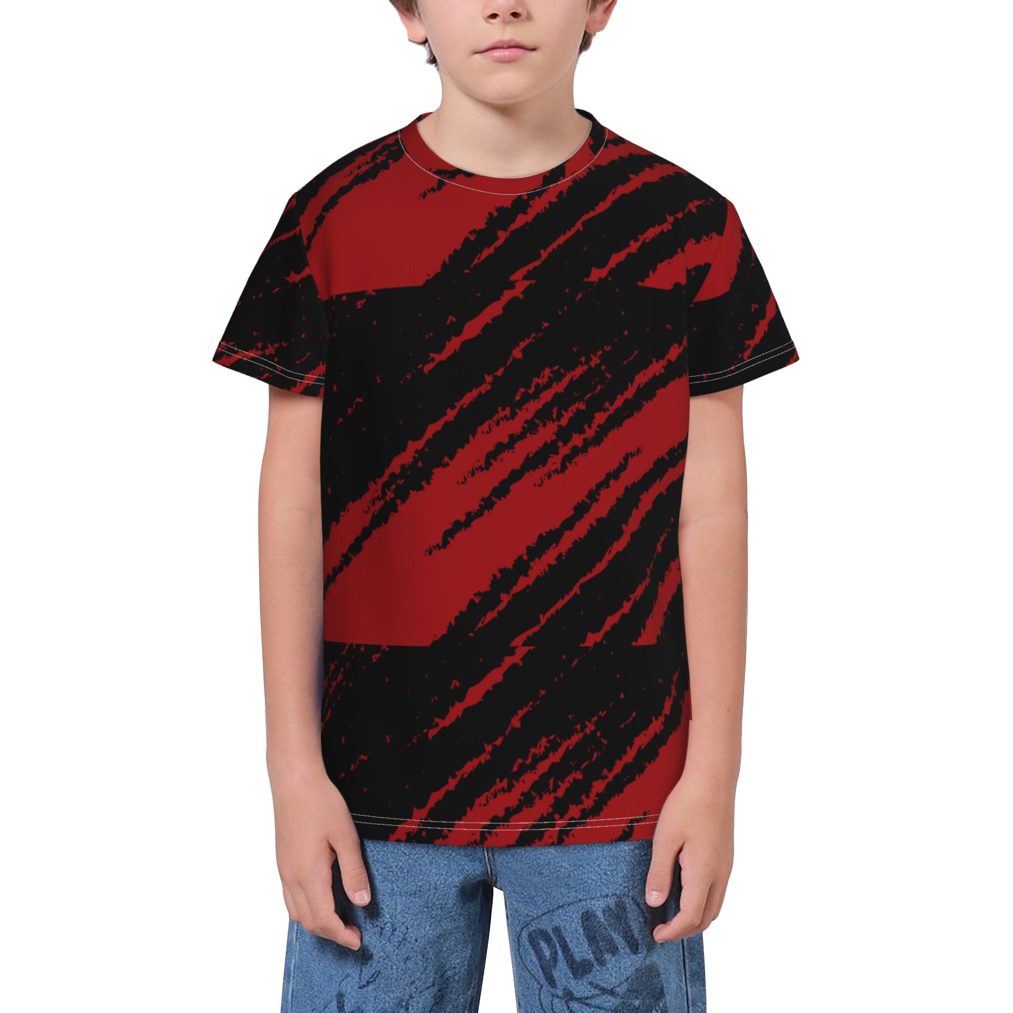 Youth Kids TShirt black_and_red_grunge_background Boys Girls Hawaiian