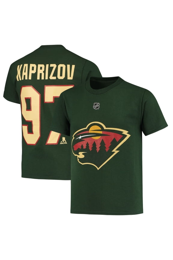 Youth Kirill Kaprizov Green Minnesota Wild Player Name & Number T-Shirt