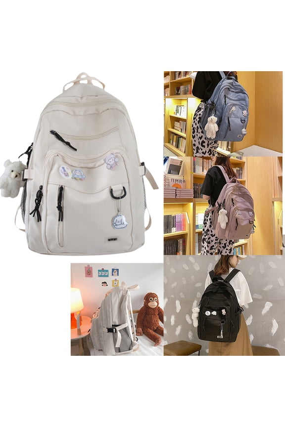 Youth,Laptop Computer Backpack, High School Bag, Student, Casual Wooden bag, Cute Aesthetic Backpack/Pink