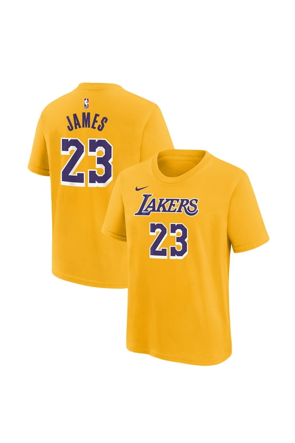 Youth LeBron James Gold Los Angeles Lakers Icon Name & Number T-Shirt