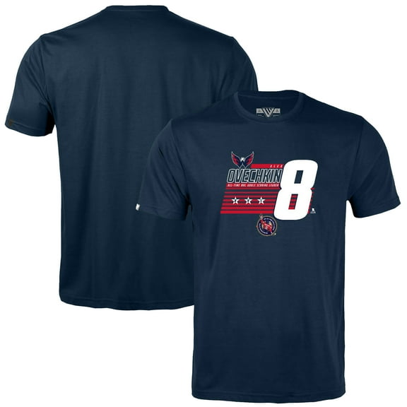 Youth Levelwear Alexander Ovechkin Navy Washington Capitals NHL All-Time Leading Goal Scorer Milestone Stripes Name &