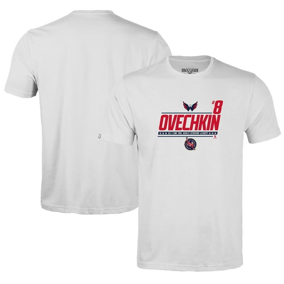 Youth Levelwear Alexander Ovechkin White Washington Capitals NHL All-Time Leading Goal Scorer Milestone Name & Number