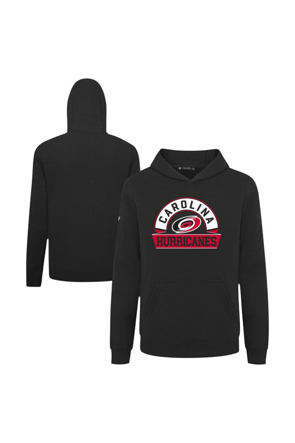 Youth Levelwear Black Carolina Hurricanes Podium Banner Arch Pullover Hoodie