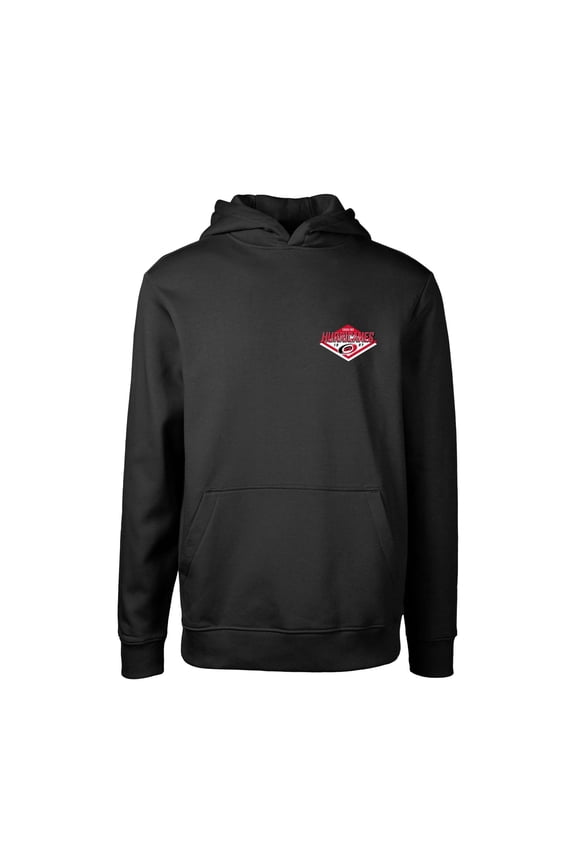Youth Levelwear Black Carolina Hurricanes Podium Club Patch 2.0 Fleece Pullover Hoodie