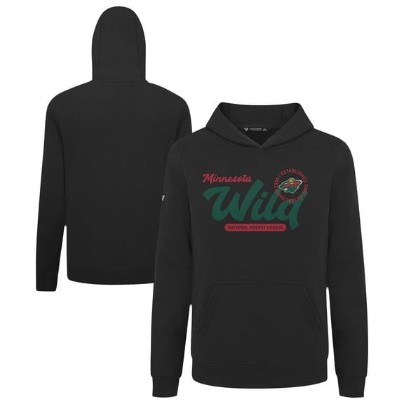 Youth Levelwear Black Minnesota Wild Podium Monument Pullover Hoodie