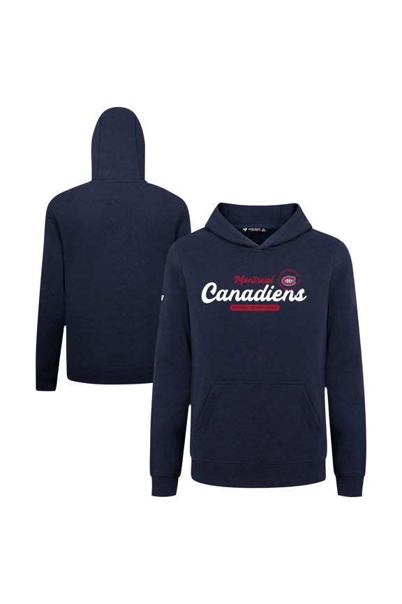 Youth Levelwear Navy Montreal Canadiens Podium Monument Pullover Hoodie
