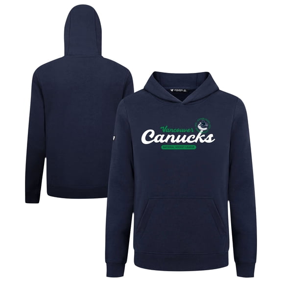 Youth Levelwear Navy Vancouver Canucks Podium Monument Pullover Hoodie