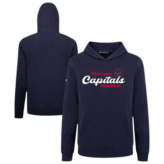 Youth Levelwear Navy Washington Capitals Podium Monument Pullover Hoodie