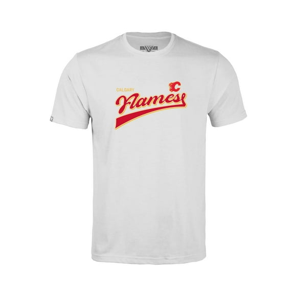 Youth Levelwear White Calgary Flames Little Richmond Retro Script T-Shirt
