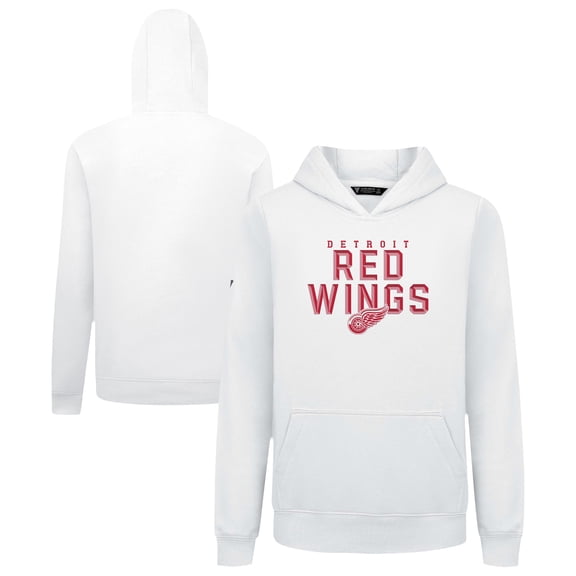 Youth Levelwear White Detroit Red Wings Podium Carve Pullover Hoodie