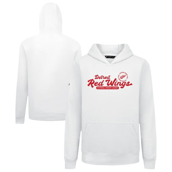 Youth Levelwear White Detroit Red Wings Podium Monument Pullover Hoodie