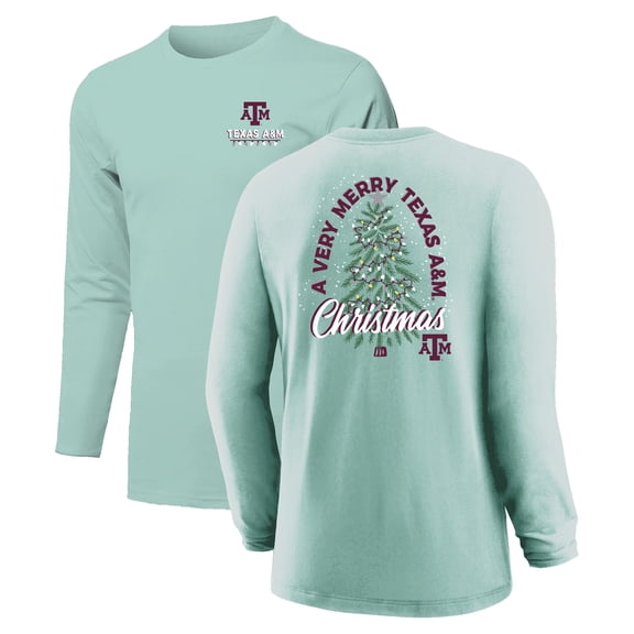 Youth  Light Green Texas A&M Aggies Merry Christmas Tree Long Sleeve T-Shirt
