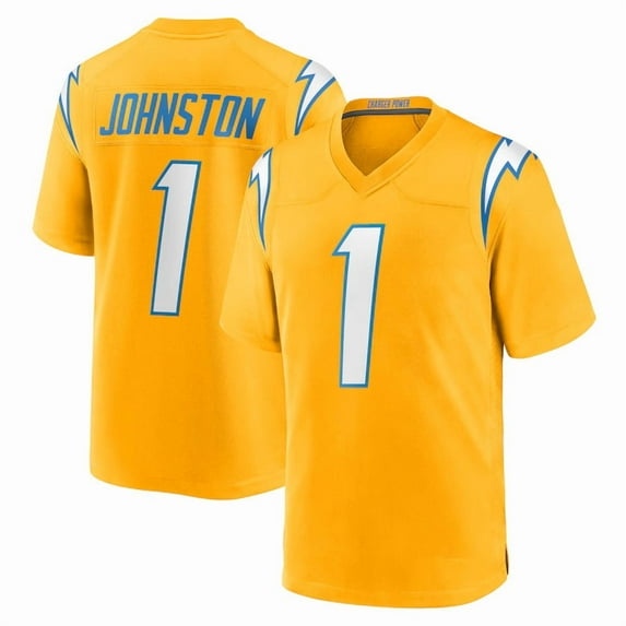 Youth Los Angeles C Johnston 1 Gold Stitched T-Shirts Sports Player Game Top, Large