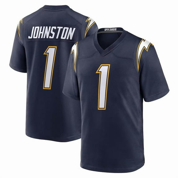 Youth Los Angeles C Johnston 1 Navy Stitched T-Shirts Sports Player Game Top, Small