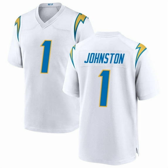 Youth Los Angeles C Johnston 1 White Stitched T-Shirts Sports Player Game Top, X-Large