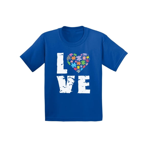Youth Love Puzzles Autism Awareness Graphic Youth Kids T-shirt Tops Autistic Support