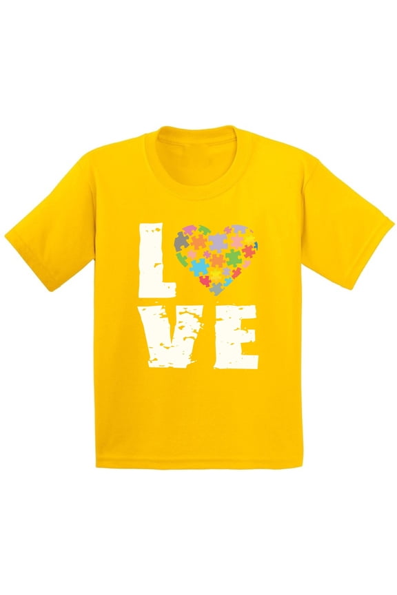 Youth Love Puzzles Autism Awareness Graphic Youth Kids T-shirt Tops Autistic Support
