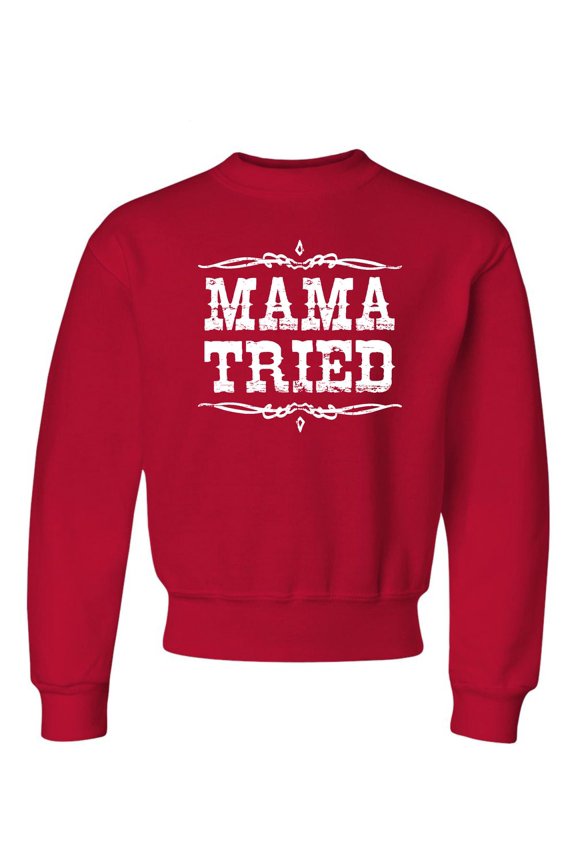Youth Mama Tried Retro Country Music Crewneck Sweatshirt