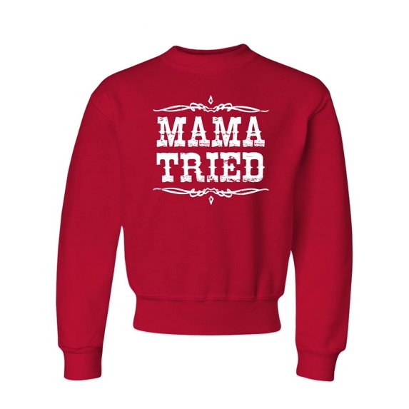 Youth Mama Tried Retro Country Music Crewneck Sweatshirt