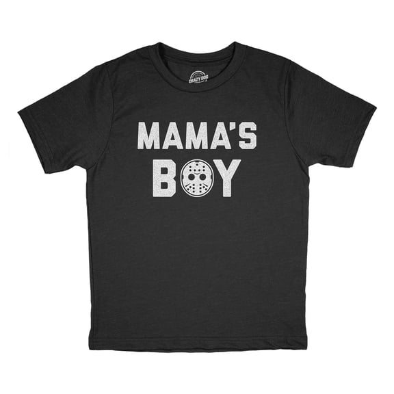 Youth Mama's Boy T Shirt Funny Halloween Horror Movie Hockey Mask Graphic Tee