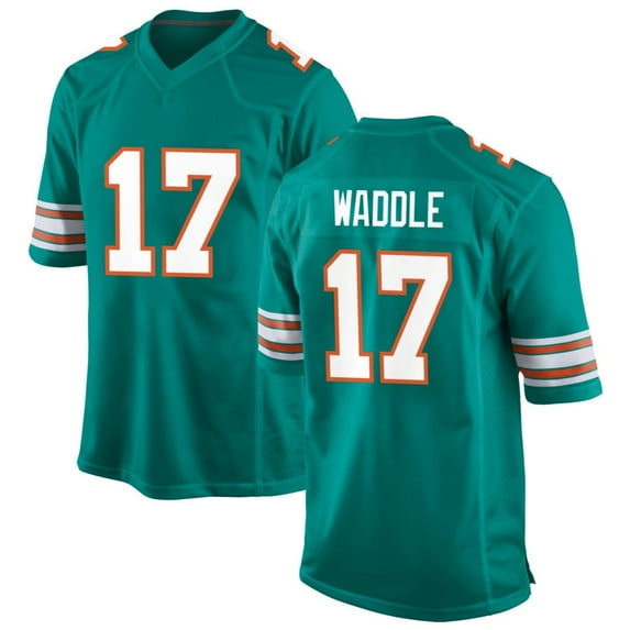 Youth Miami Waddle 17 Aqua Alternate Stitched T-Shirts Sports Player Game Top, Medium