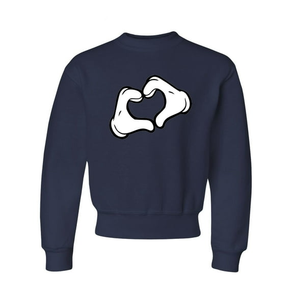 Youth Mickey Heart Hands Crewneck Sweatshirt