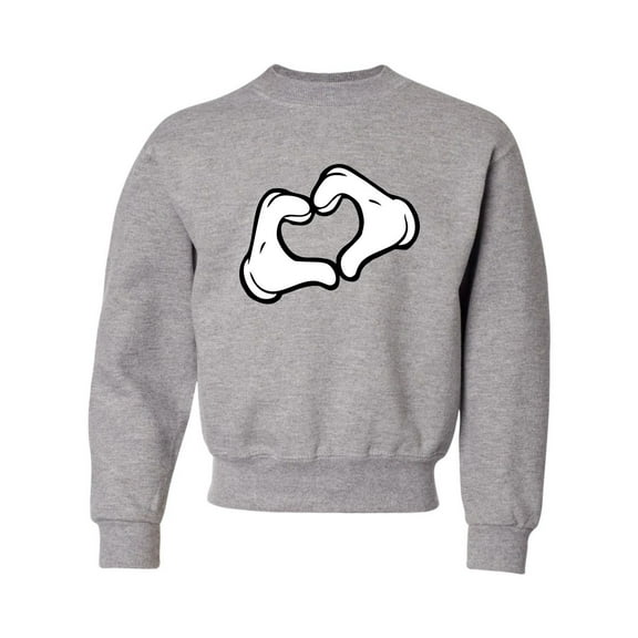 Youth Mickey Heart Hands Crewneck Sweatshirt