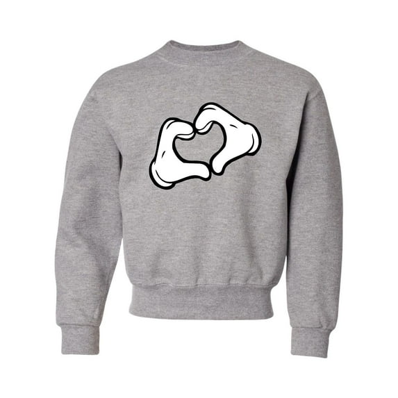 Youth Mickey Heart Hands Crewneck Sweatshirt