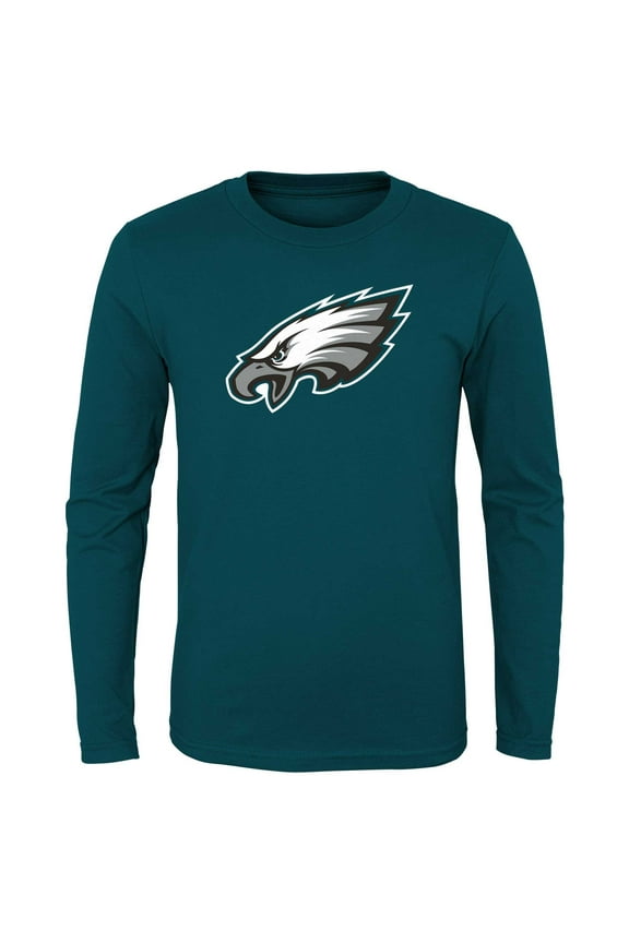 Youth Midnight Green Philadelphia Eagles Primary Logo Long Sleeve T-Shirt
