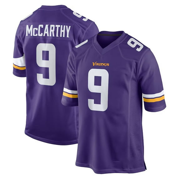 Youth Minnesota McCarthy 9 Purple Stitched T-Shirts Sports Player Game Top, Large