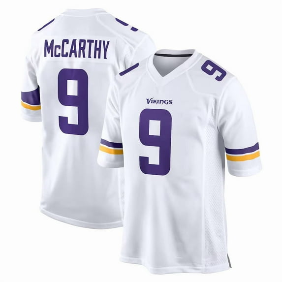 Youth Minnesota McCarthy 9 White Stitched T-Shirts Sports Player Game Top, Large