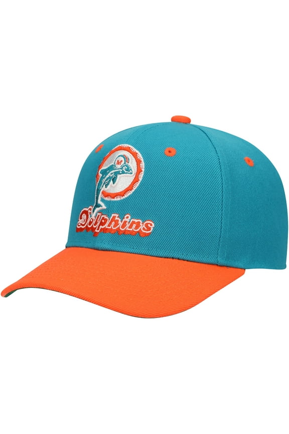 Youth Mitchell & Ness Aqua Miami Dolphins All In 2.0 Adjustable Hat
