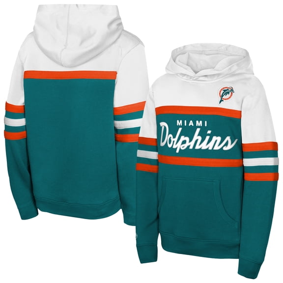 Youth Mitchell & Ness Aqua Miami Dolphins Throwback Head Coach Hoodie