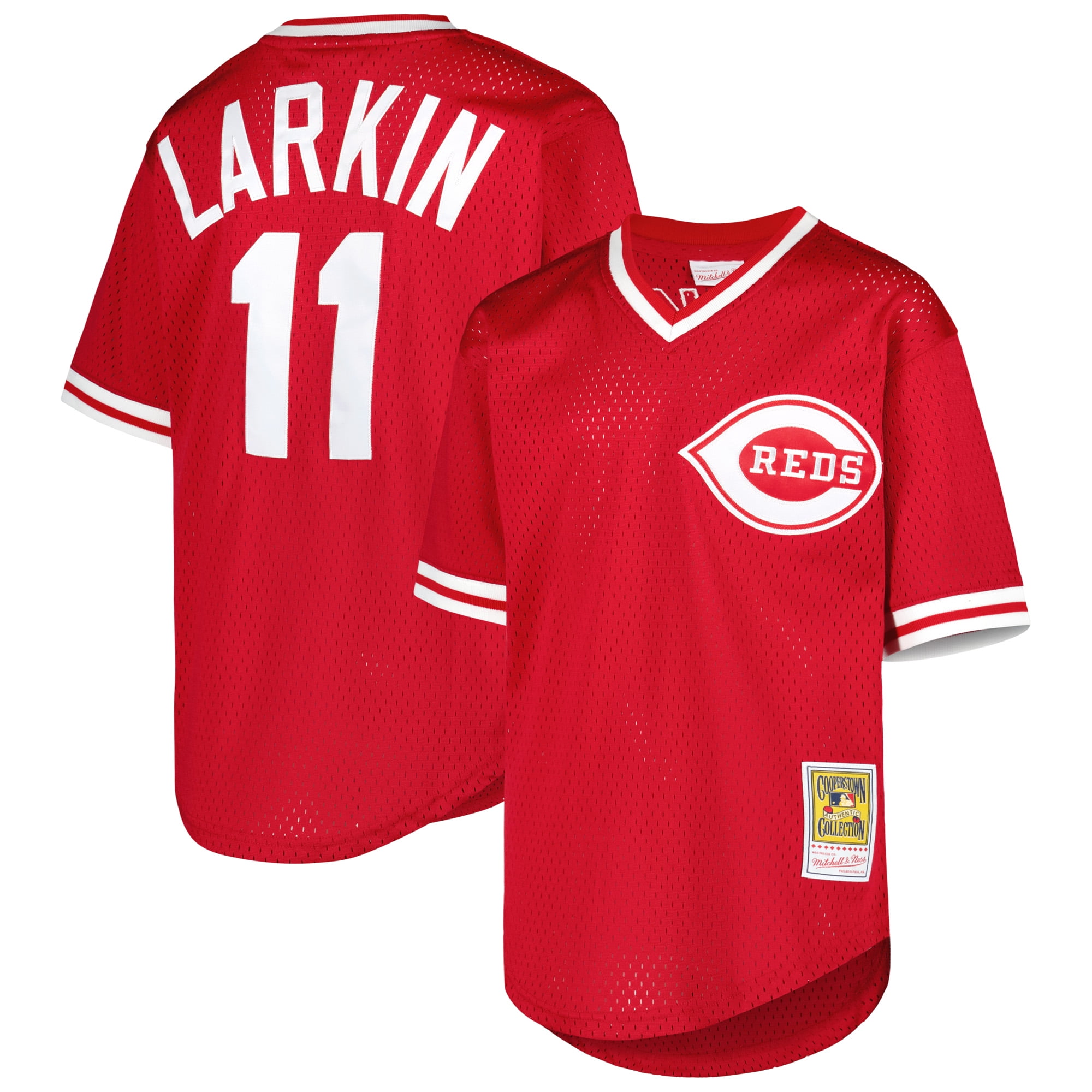 Men's Cincinnati Reds white Pullover Throwback VINTAGE Baseball jersey #11  Barry Larkin Mesh BP red Jersey size S-4XL